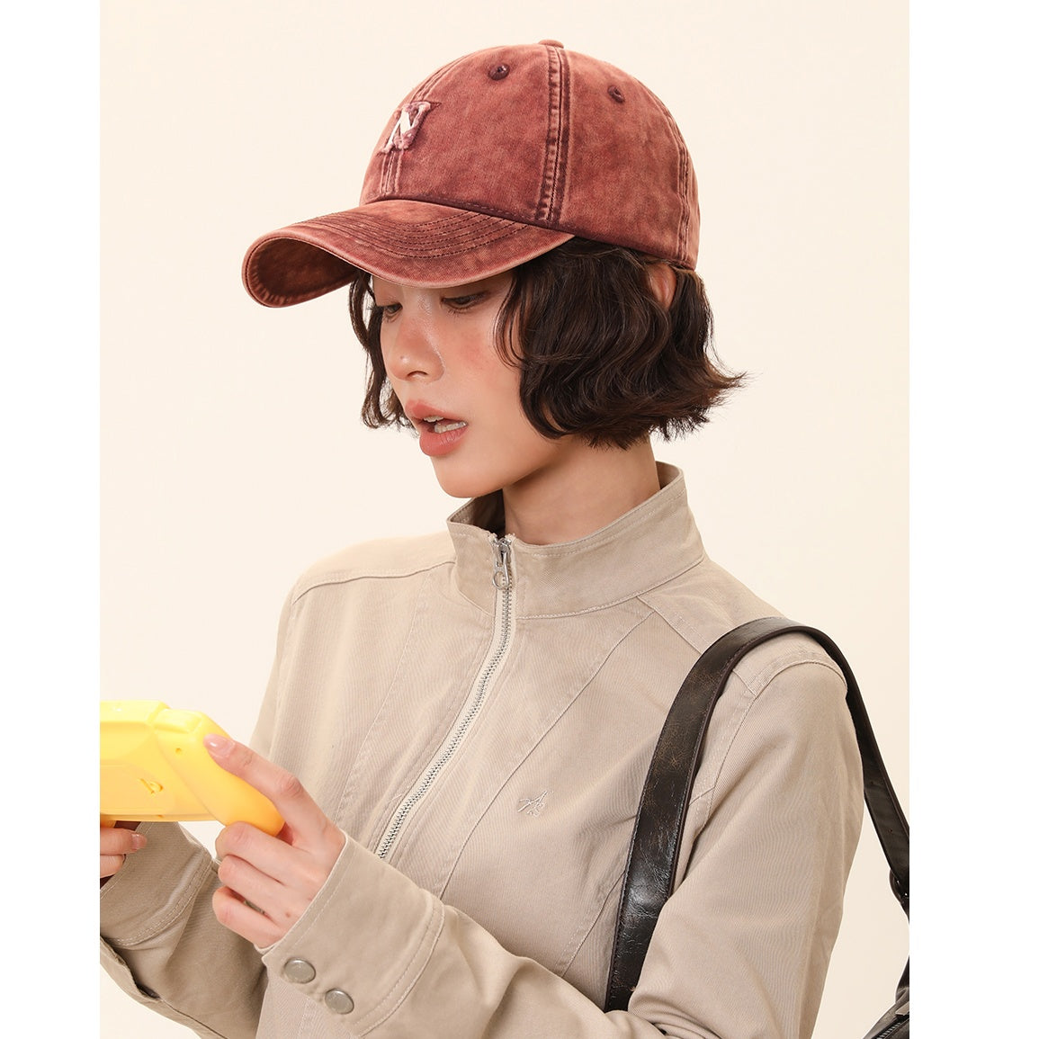 Letter Embroidery Washed Cap MW10119