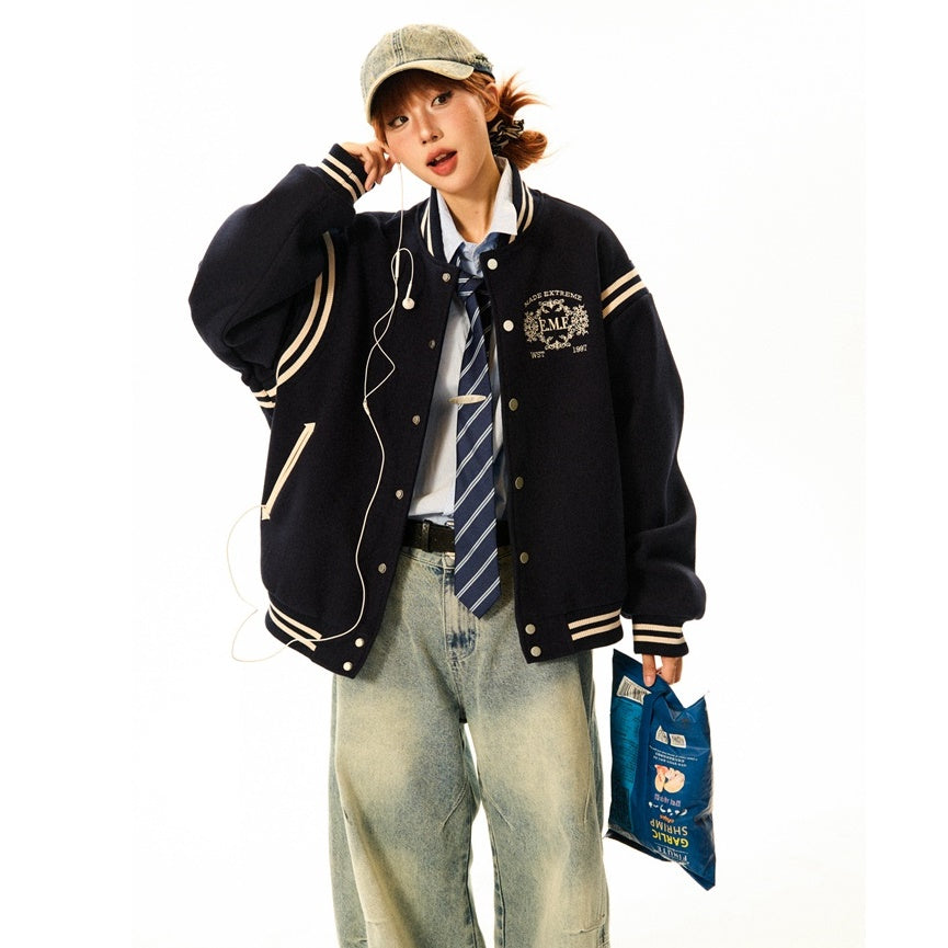 College Style Line Baseball Jacket MW9525