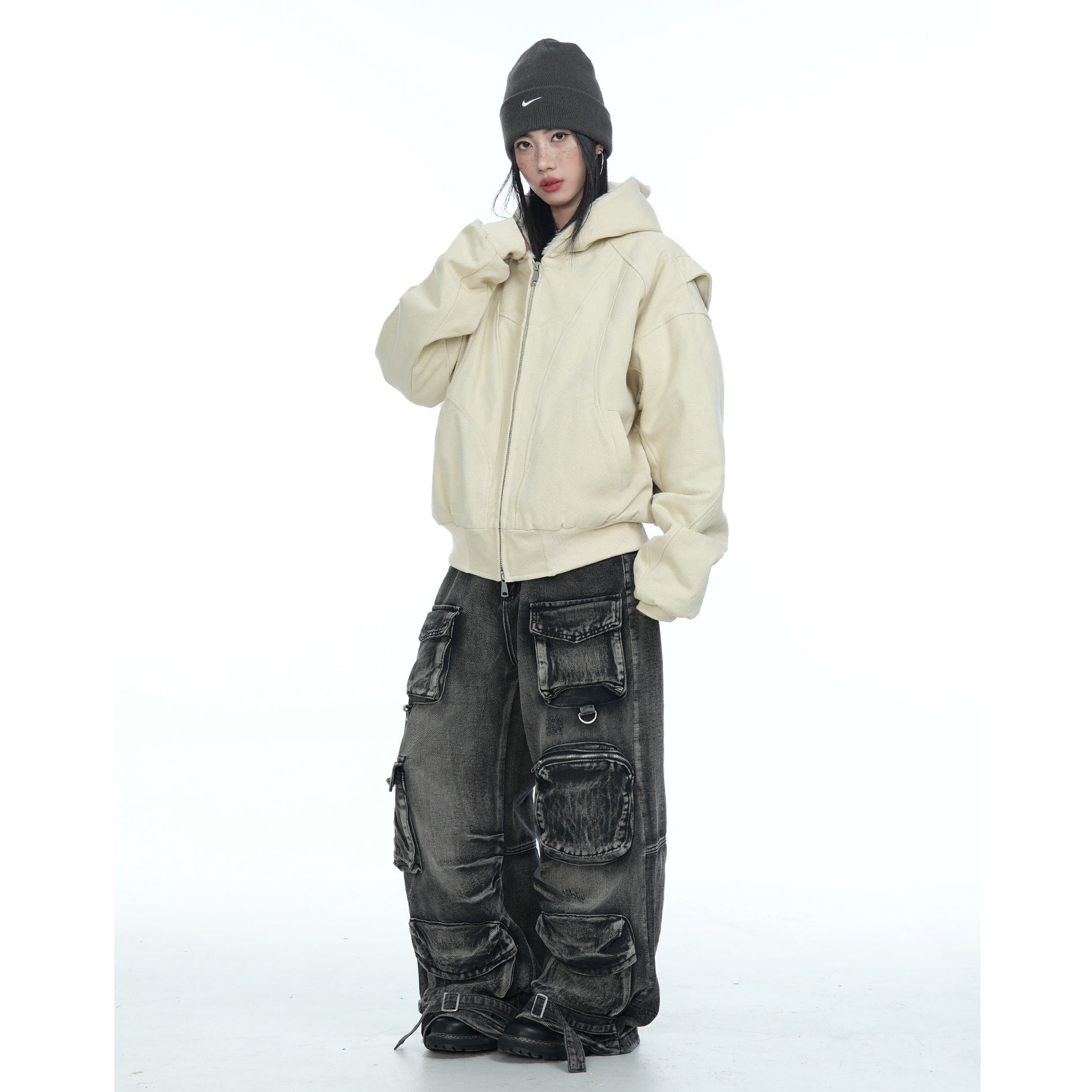 Flange Shoulder Plush Liner Hooded Parka MW9678