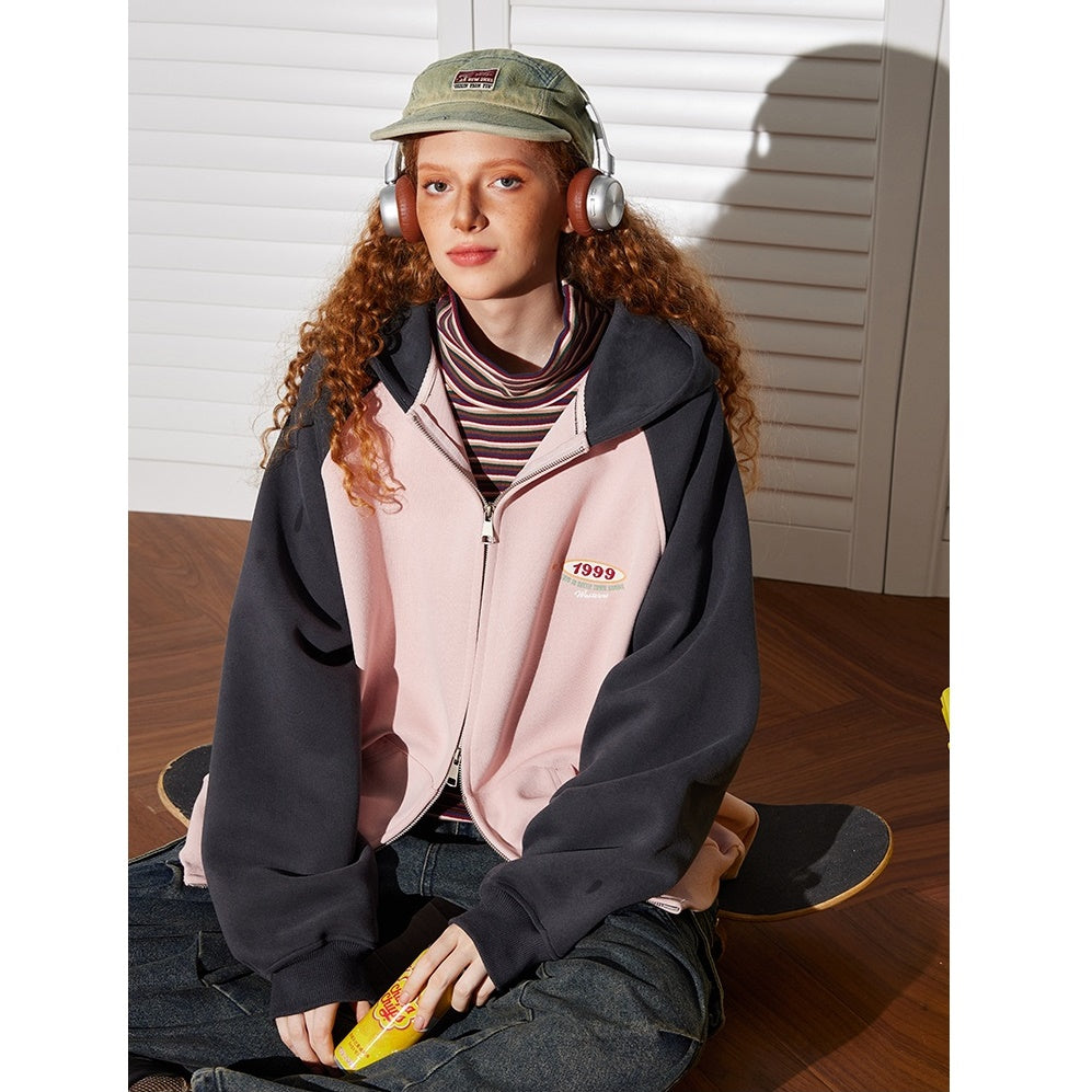 Contrasting Color Hooded Jacket BT7035