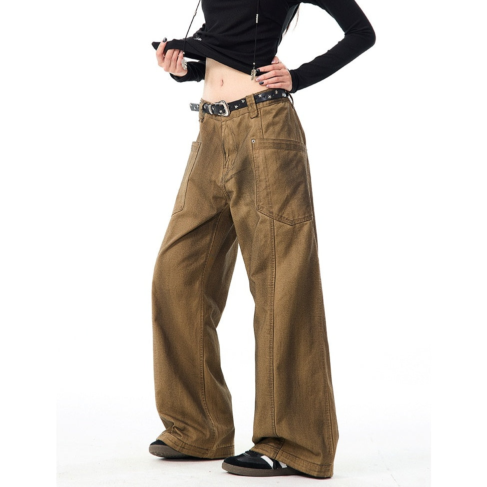 Retro Brush Dirty Wide-Leg Work Pants MW9961