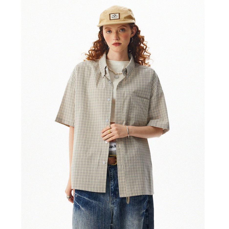 Casual Loose Check Short Sleeve Shirt MW10086