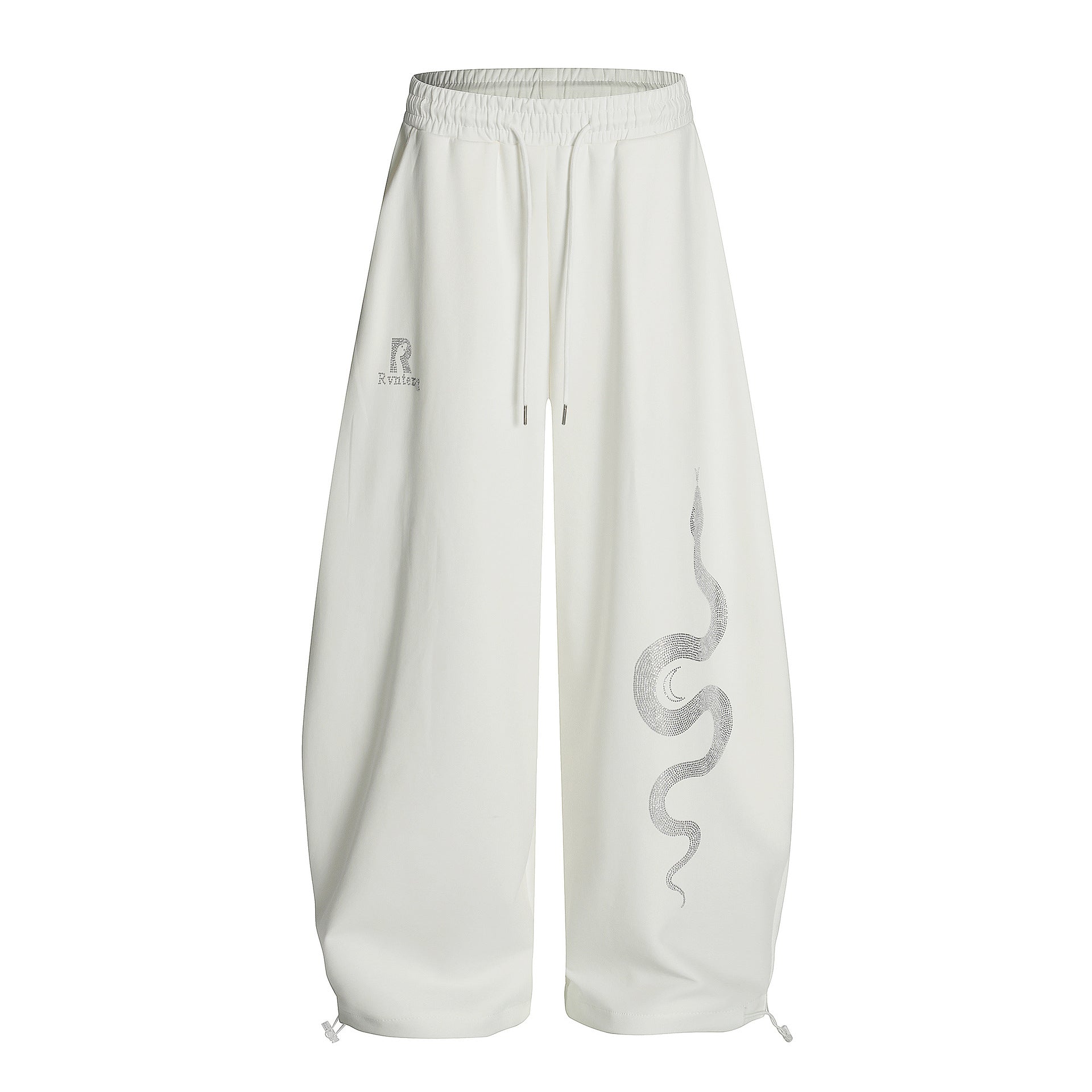 Snake Rhinestone Wide Curve Sweat Pants MW10388