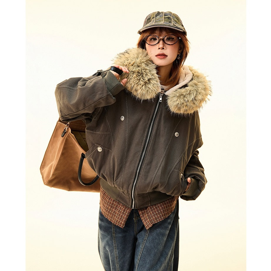 Fur Collar Work Style Hooded Blouson MW9807