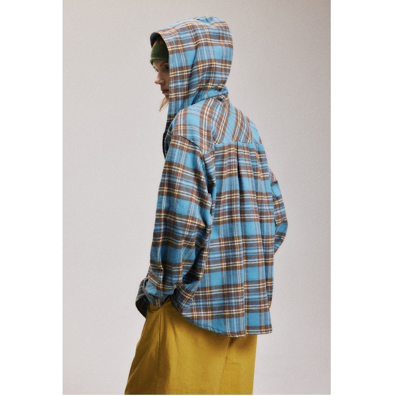 Retro Hooded Plaid Casual Shirt BX004