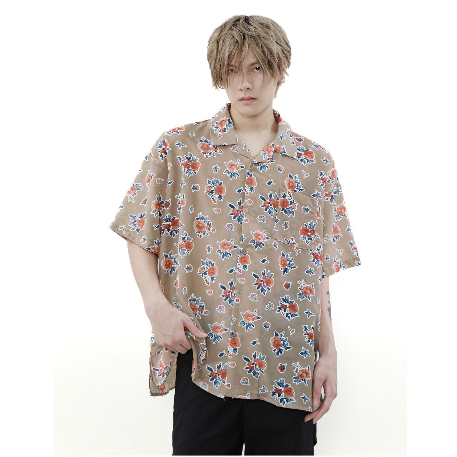 Floral Loose Short Sleeve Shirt MR8019