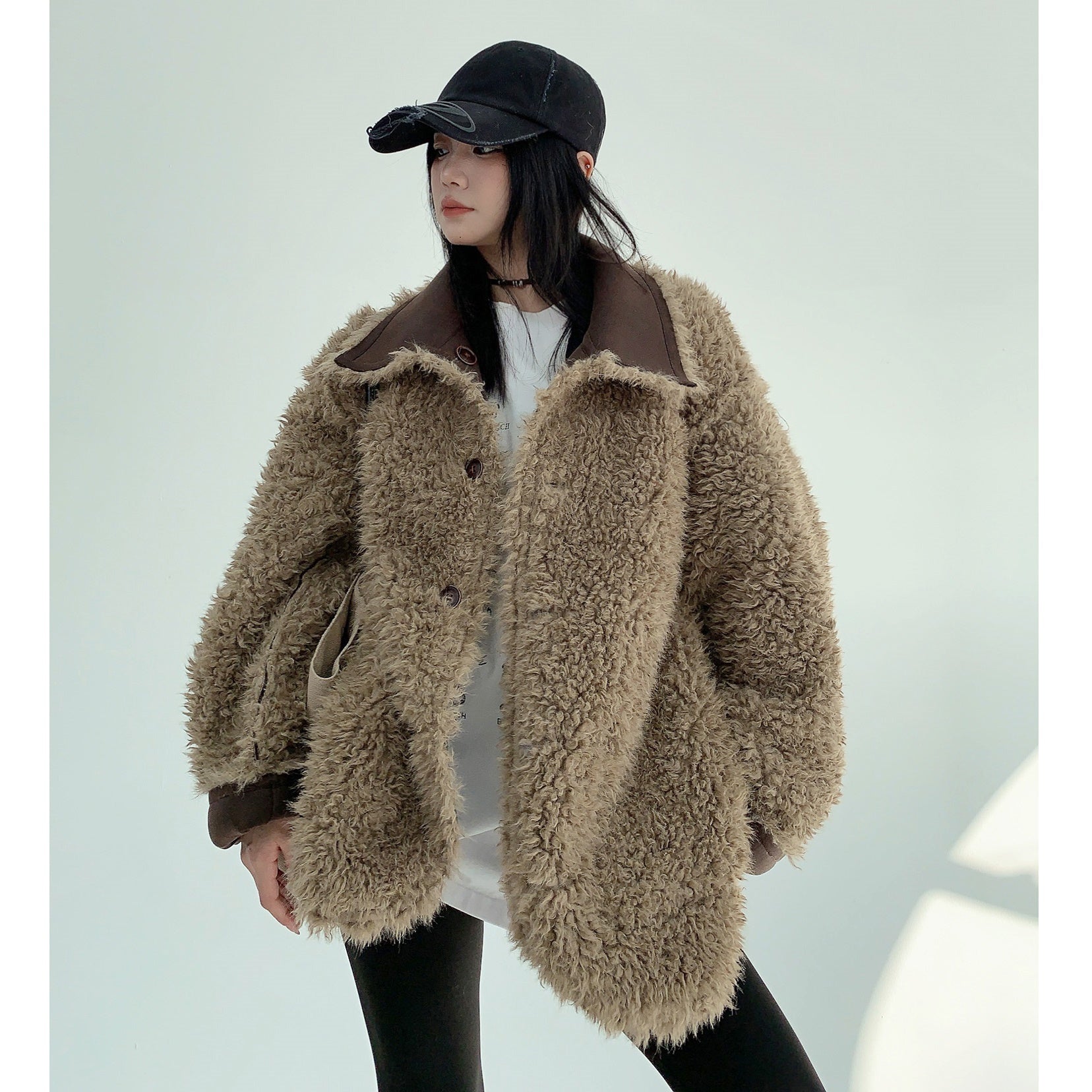 OverSize Reversible Fur Fake Mouton Jacket MW9752