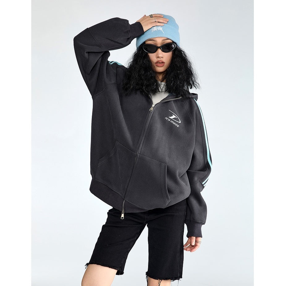 Three-Line ZIP-Up Sporty Hooded Parka MW9319