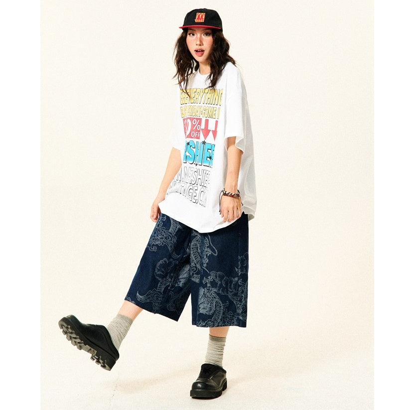 Colorful Letter Loose Pop T-Shirt YS7013