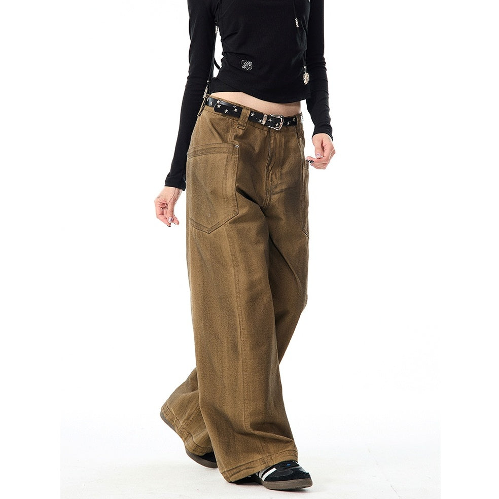 Retro Brush Dirty Wide-Leg Work Pants MW9961