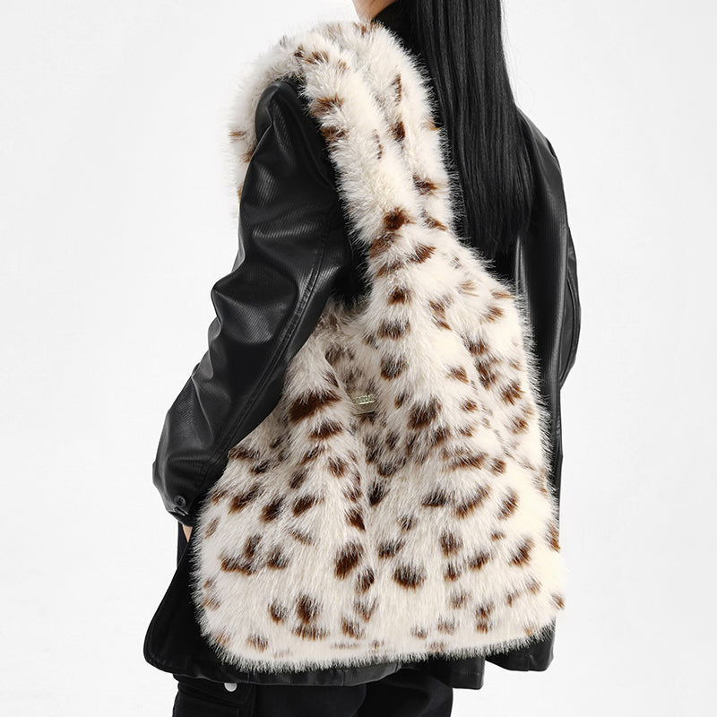 Leopard Plush Furry Tote Bag BA030