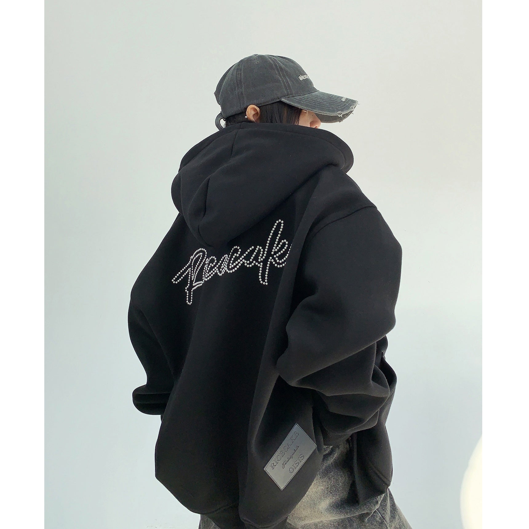 Back Hot Beaded Logo Hooded Jacket MW9829