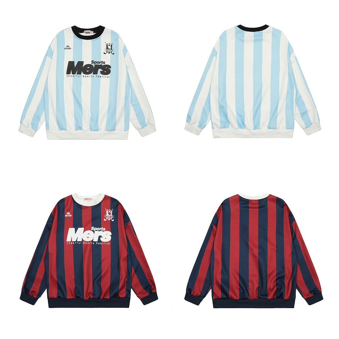 Striped Contrast Letter Crew Neck Sweat MW9386