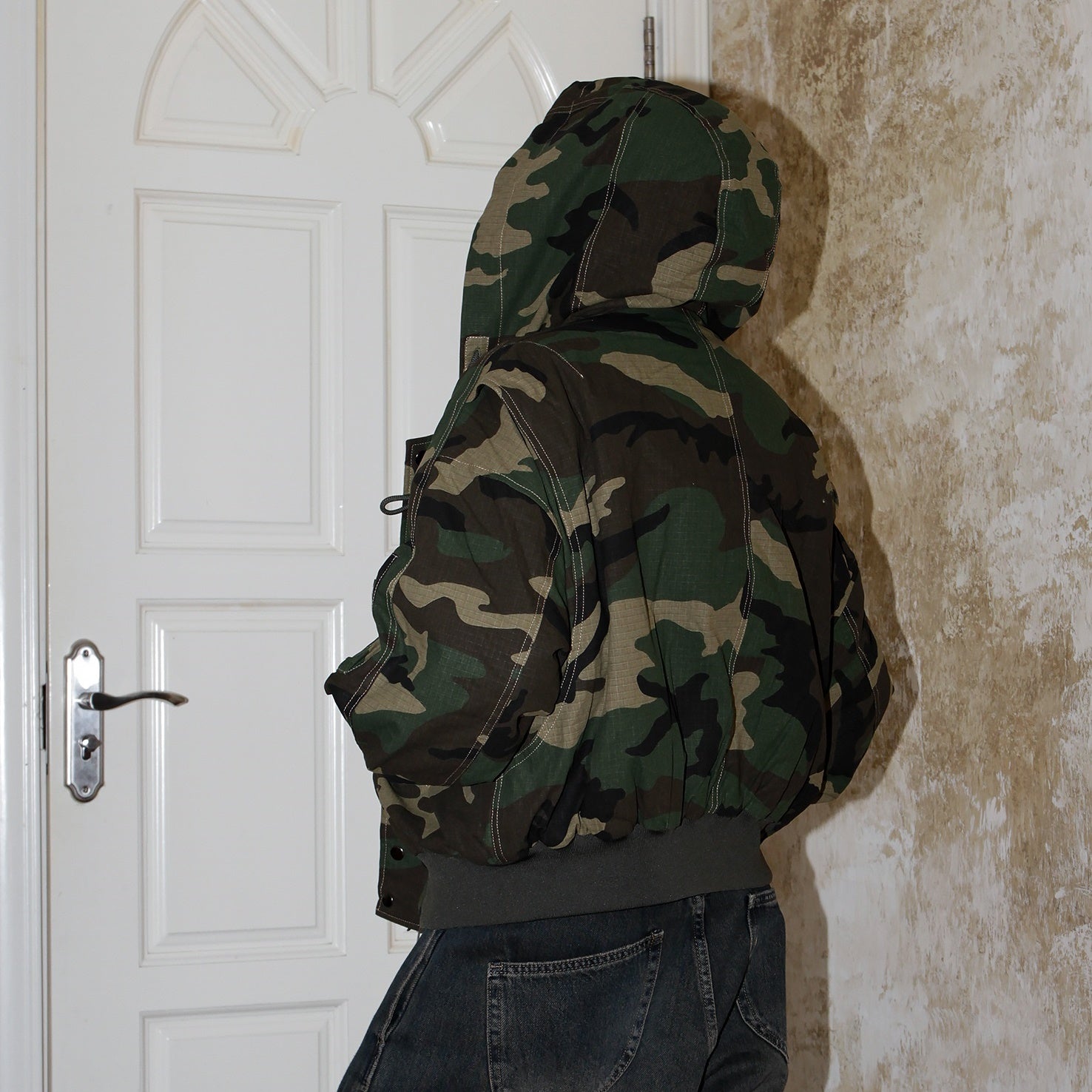 Camouflage Hooded Padded Zip-up Jacket MW9662