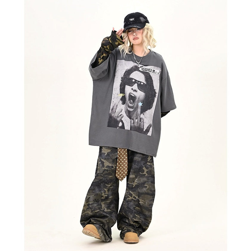 Print Camouflage Long Sleeve T-shirt MW9945