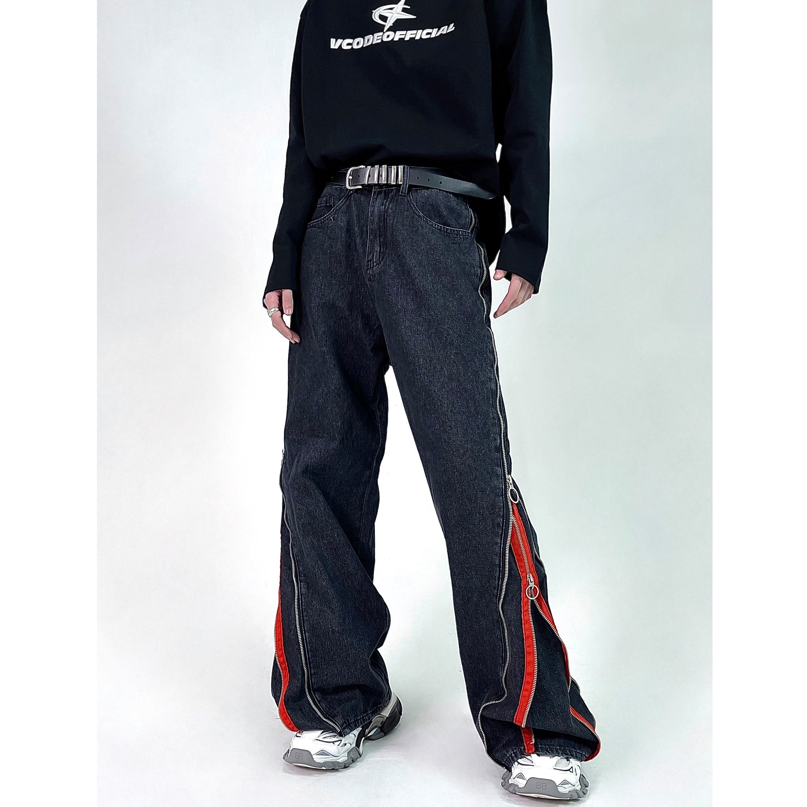 Double Side Zipper Design Jeans EA7005