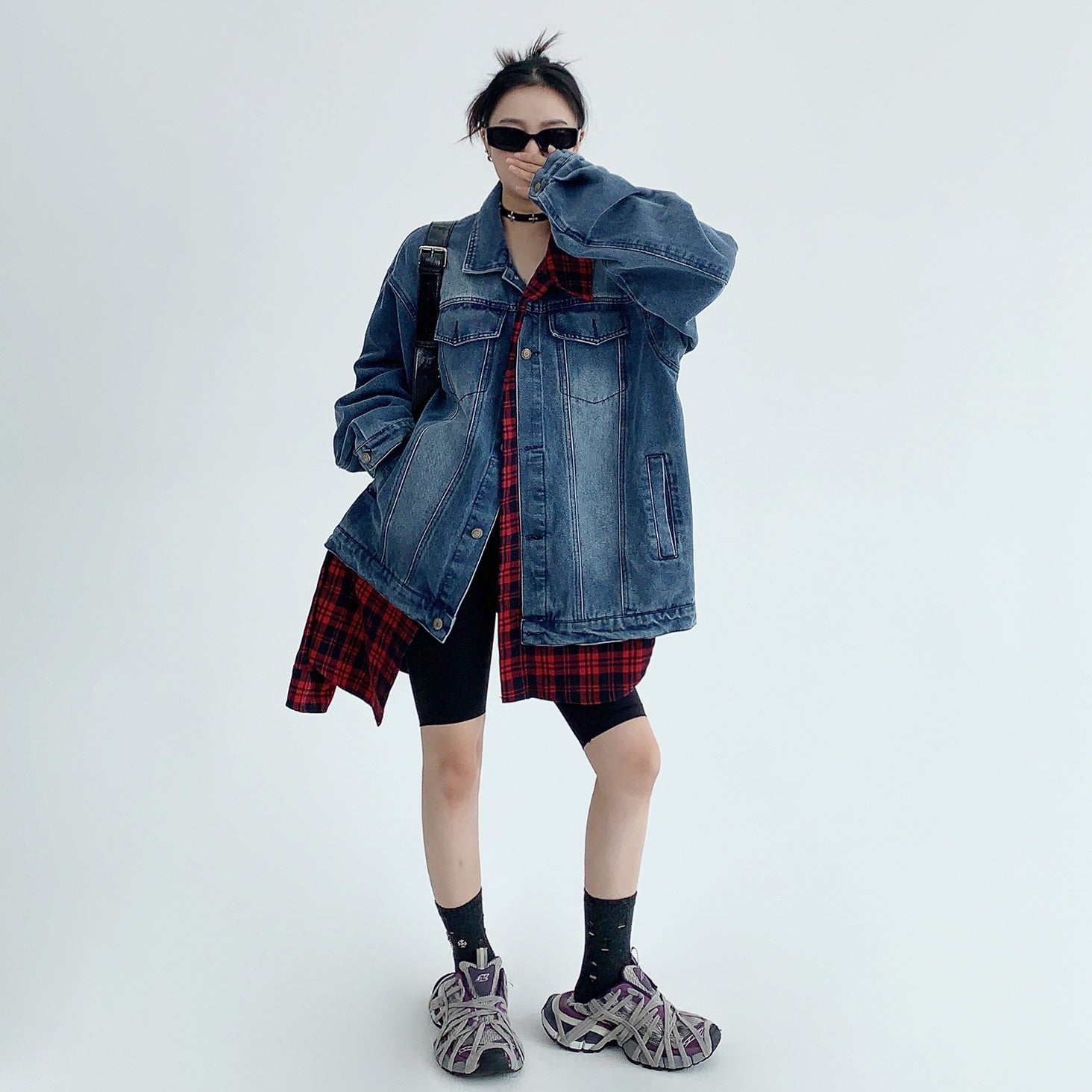 Fake Layered OverSize Denim Jacket MW9448