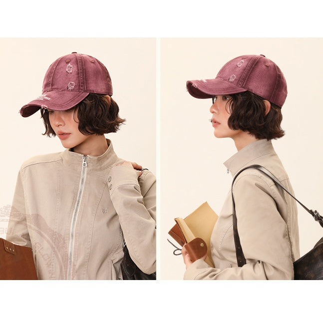 Washed Ripped Wide-brimmed Cap MW10118
