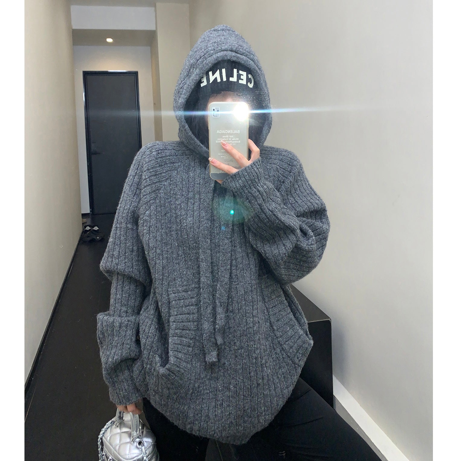 Lib Knitted Hooded Pullover Sweater MW9790