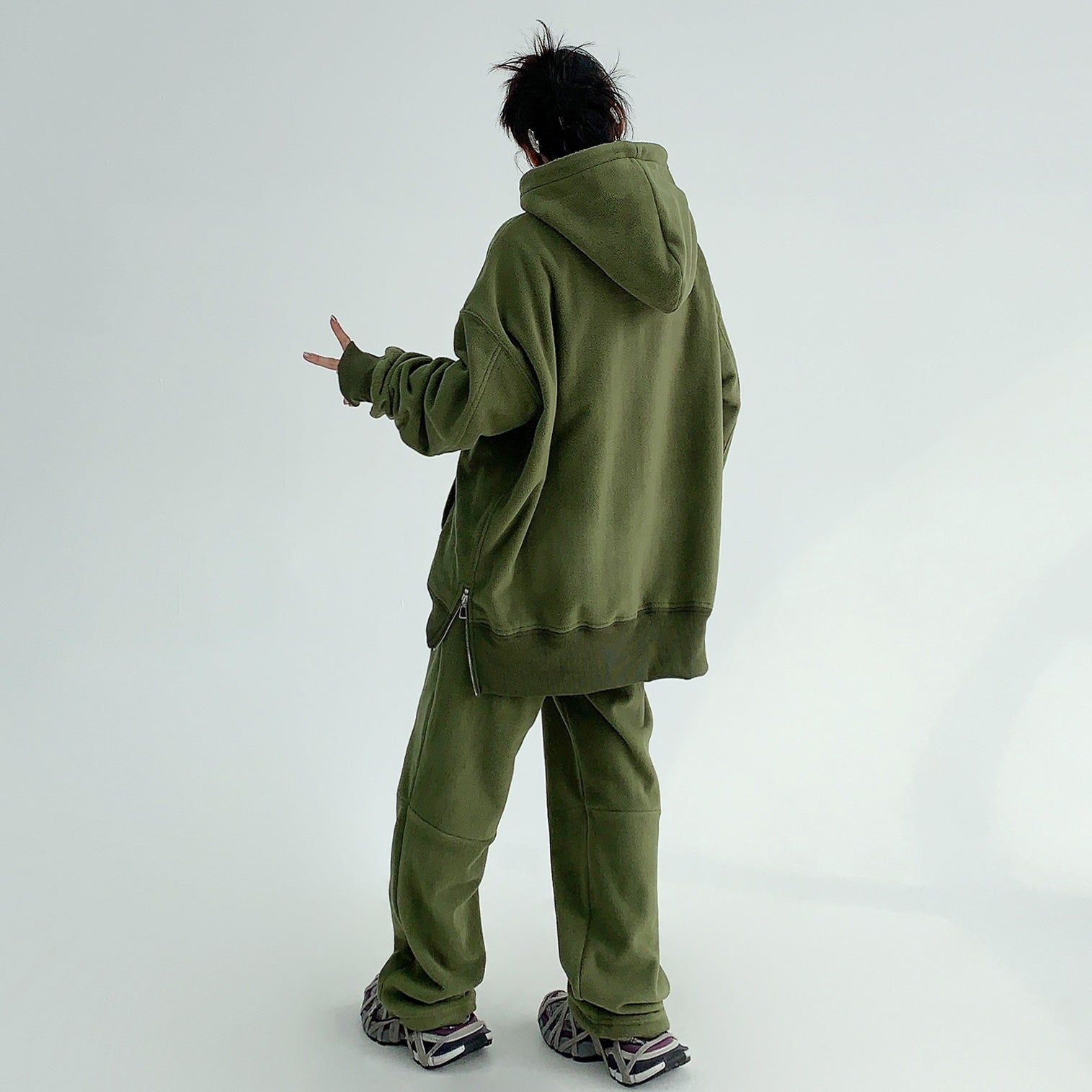 【上下別売り】Embroidery Fleece Loose Hoodie & Pants MW9631