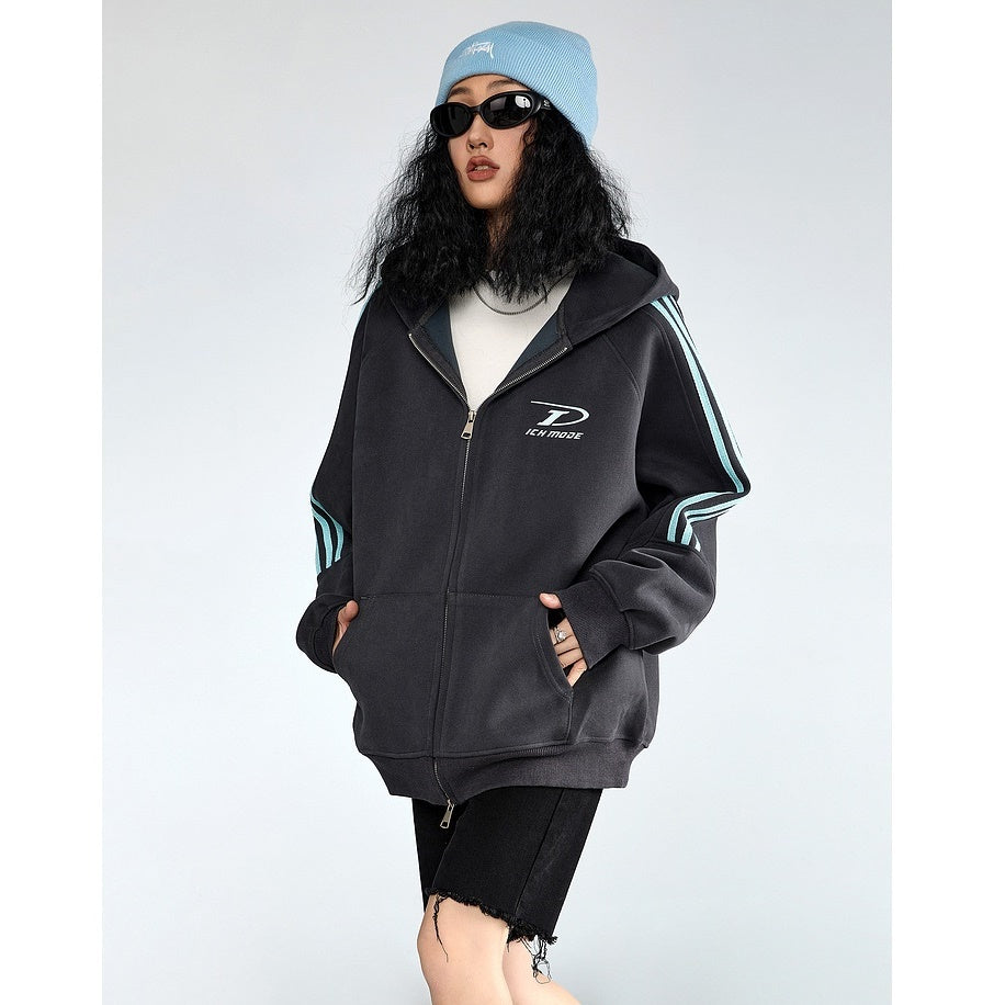 Three-Line ZIP-Up Sporty Hooded Parka MW9319