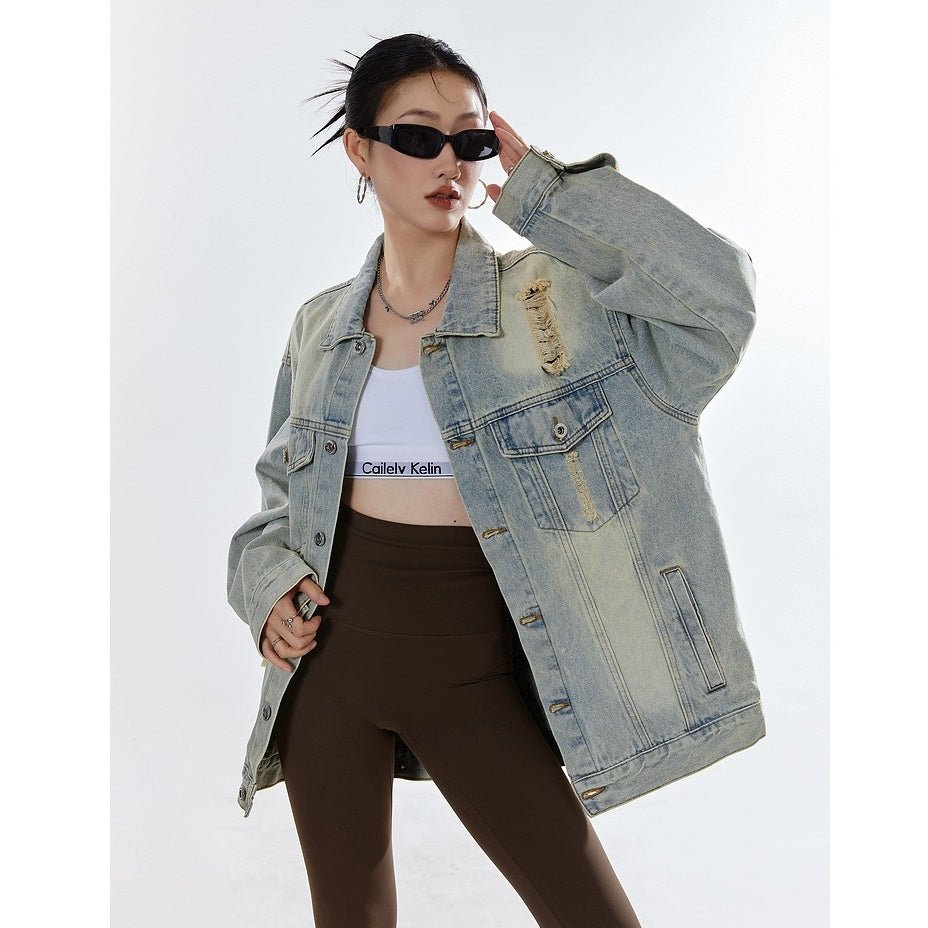 Vintage Washed Loose Denim Jacket MW9323