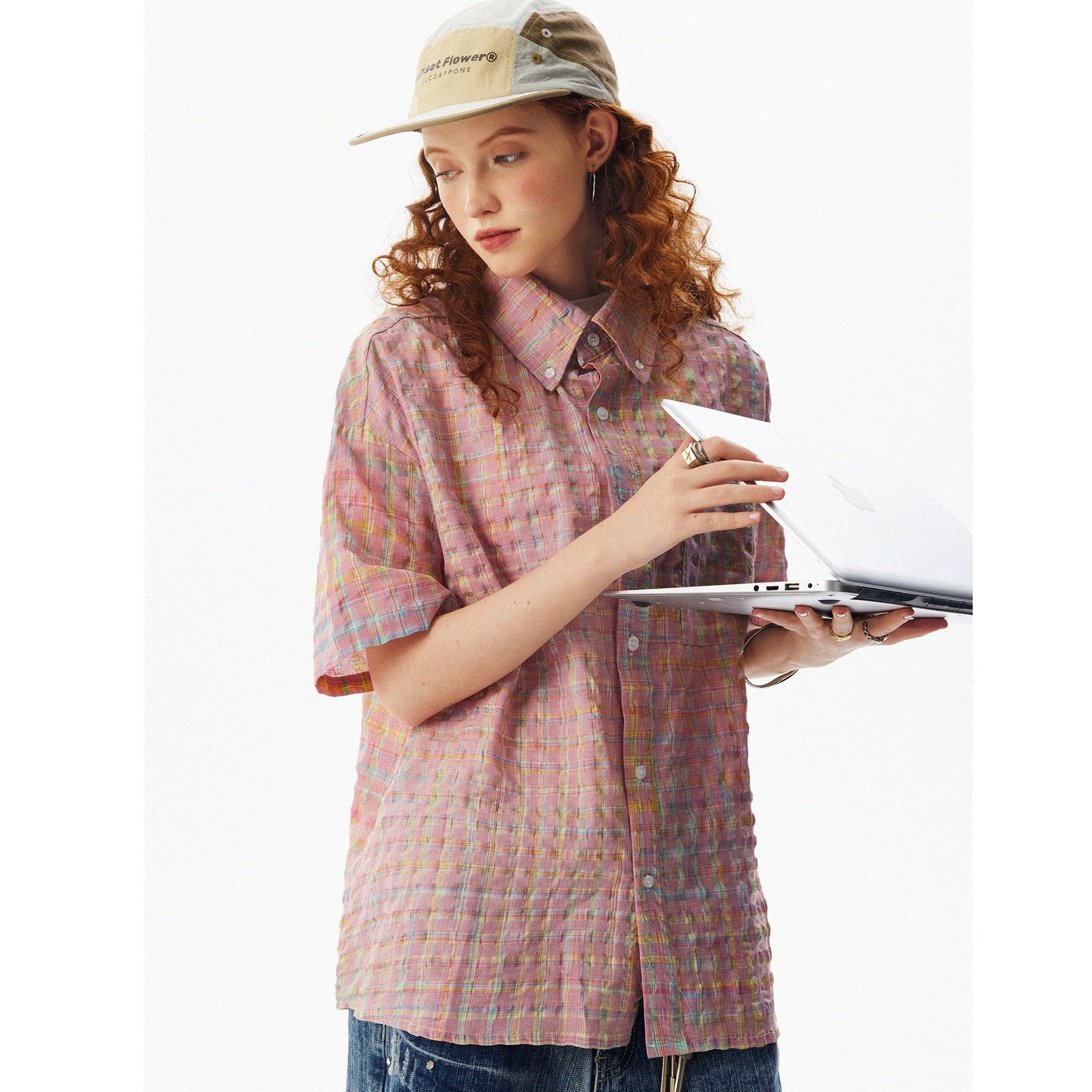 Check Seersucker Short Sleeve Shirt MW10088