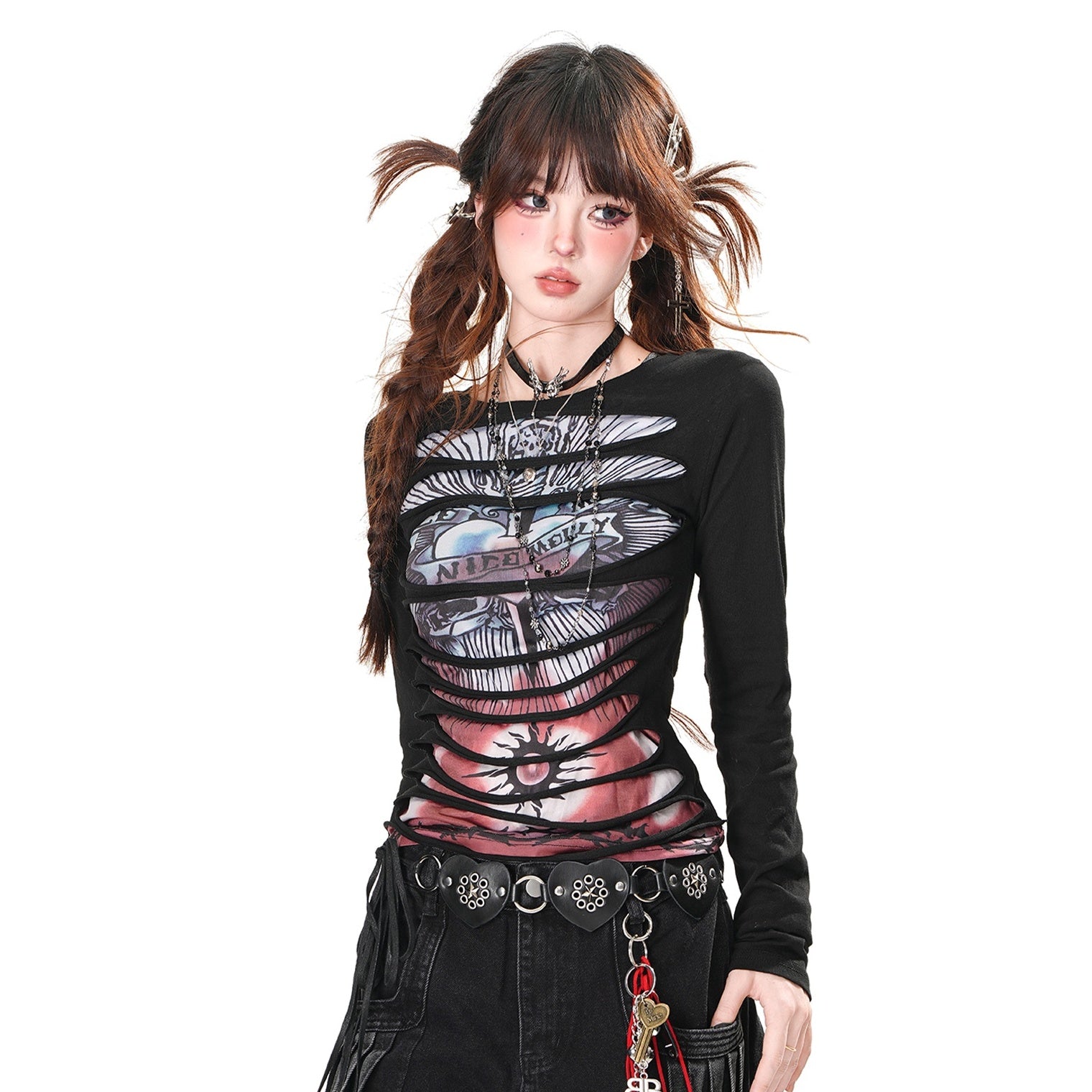 Punk Ripped Long Sleeve T-Shirt KK2025