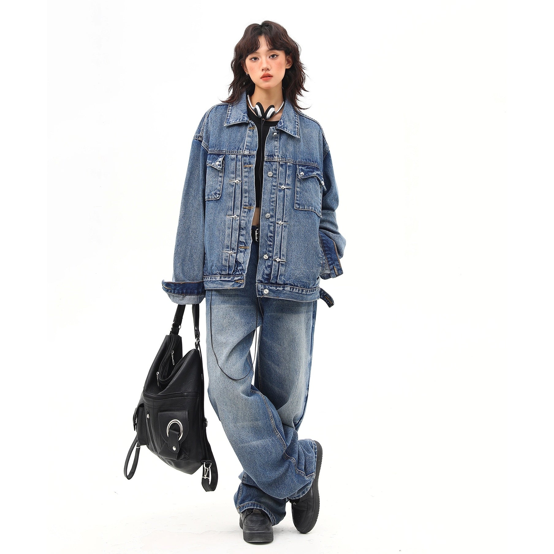 【上下別売り】Back Gather Denim Jacket & Loose Straight Jeans Set-up MW9930