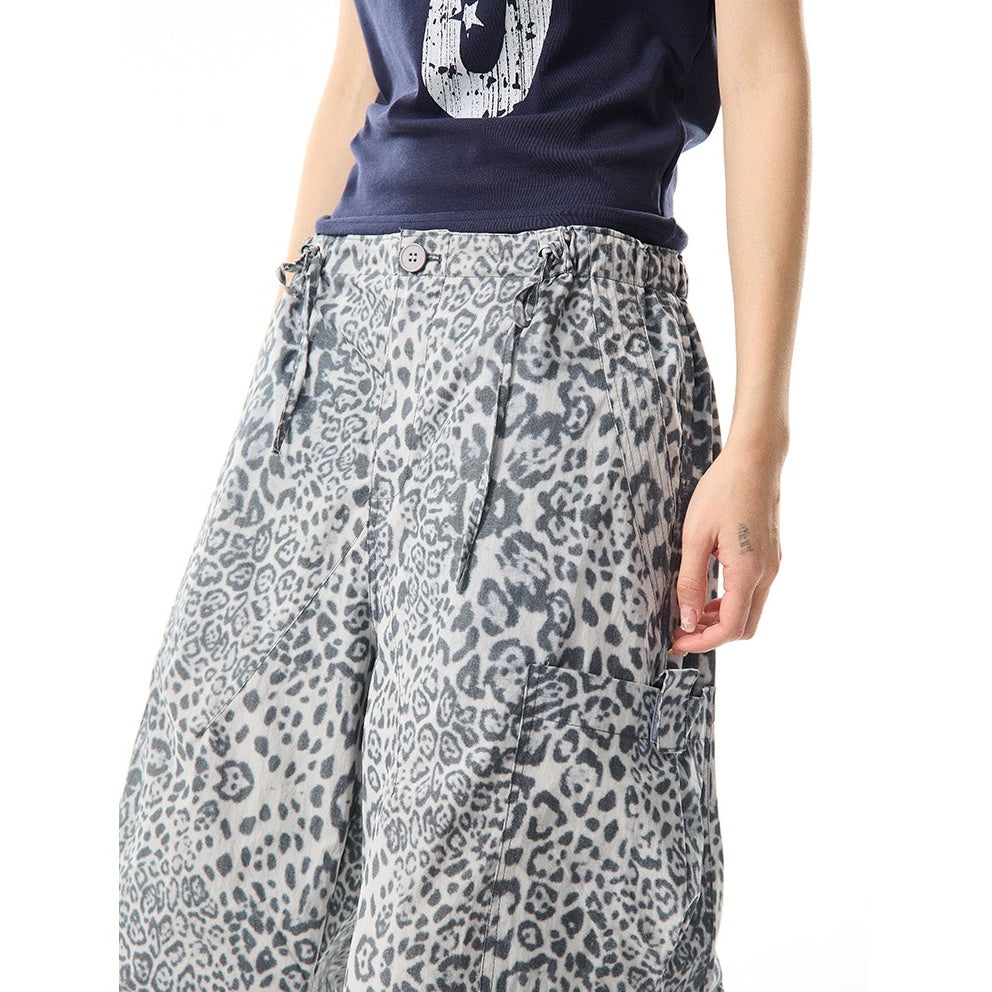 Leopard Print Parachute Cargo Pants MW9957