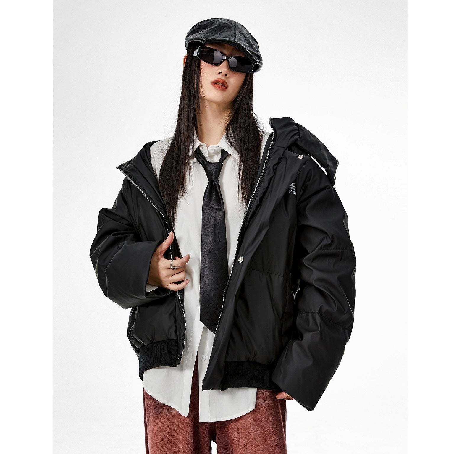 High Neck Hooded Down Jacket MW9666