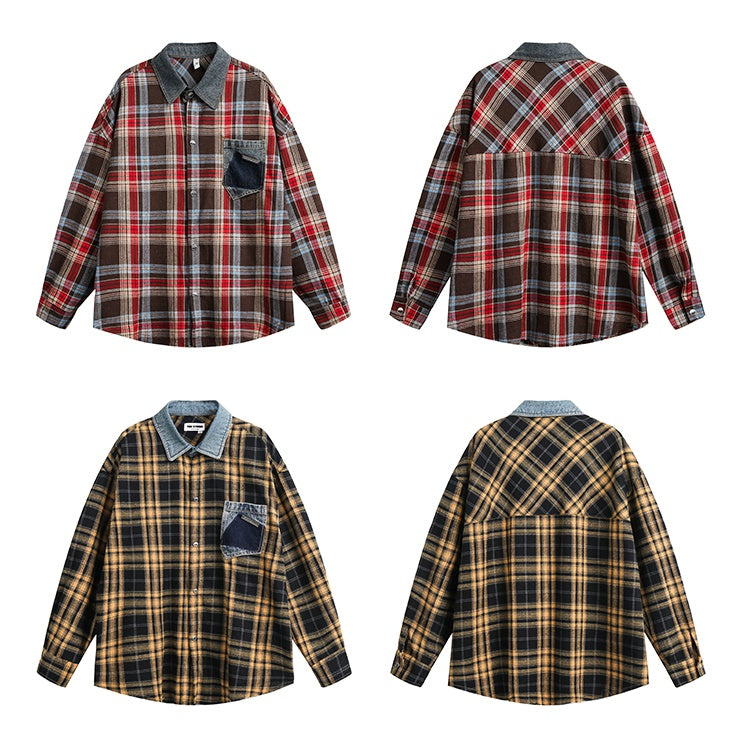 Retro Oversize Plaid Long-sleeved Shirt MW9435