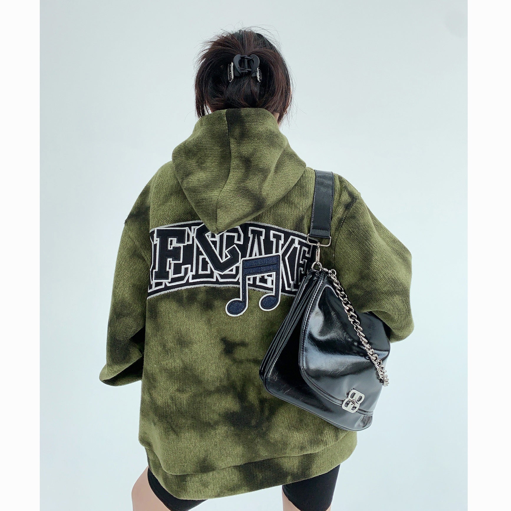 Embroidered Tie-dye Knitted Hooded Zip Jacket MW9348