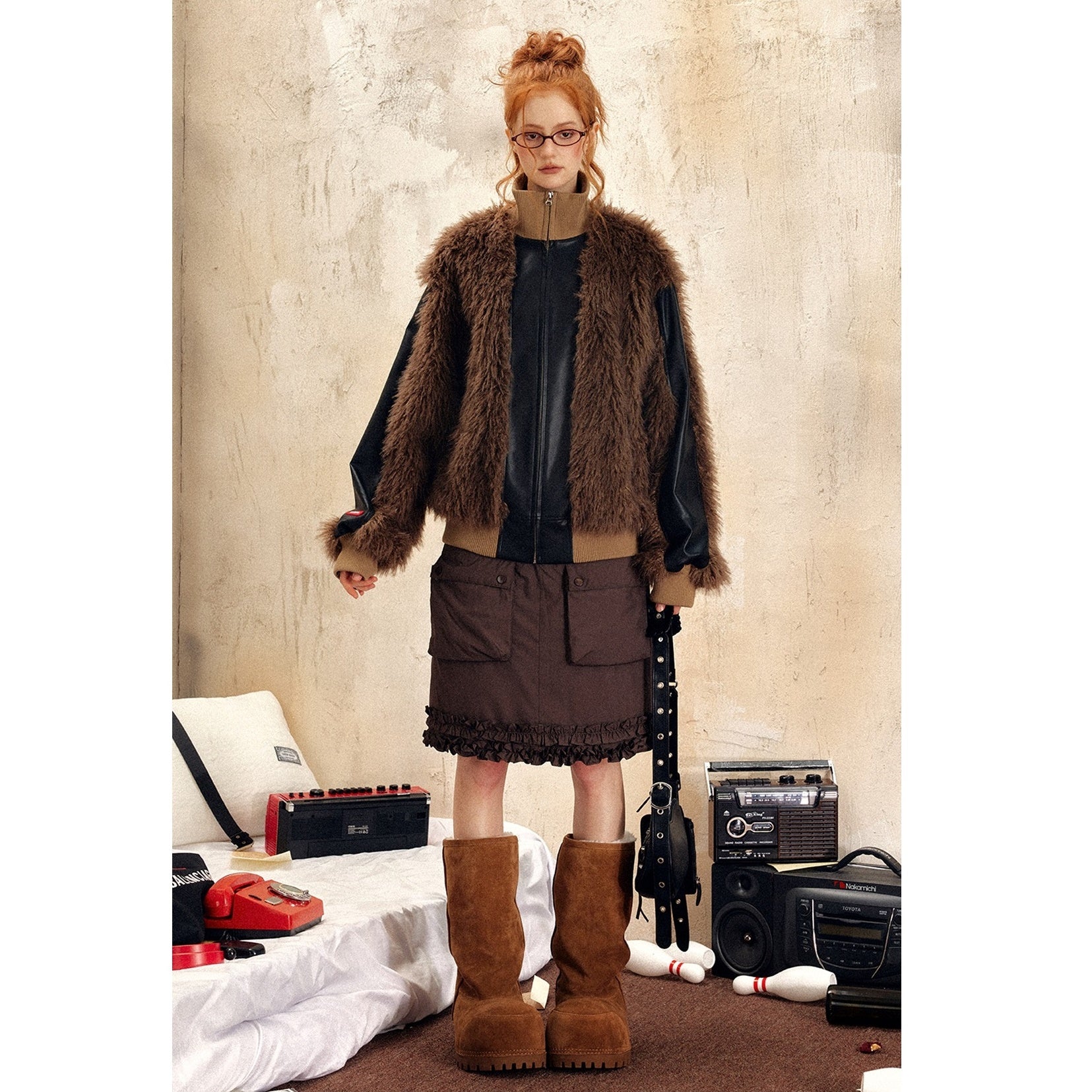 Zip-Up Long Plush Fur Jacket EZ210