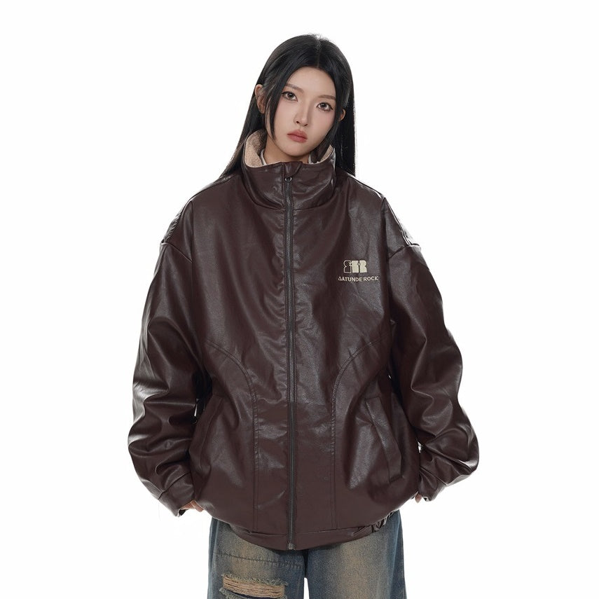 PU Leather Boa Liner Jacket MW9742