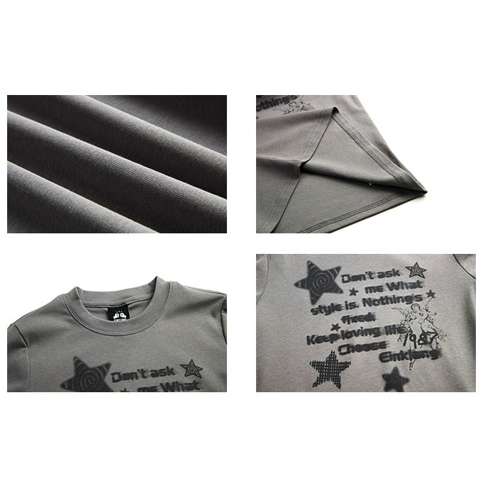 Retro Star Letter Print Slim Crop T-Shirt MW9224