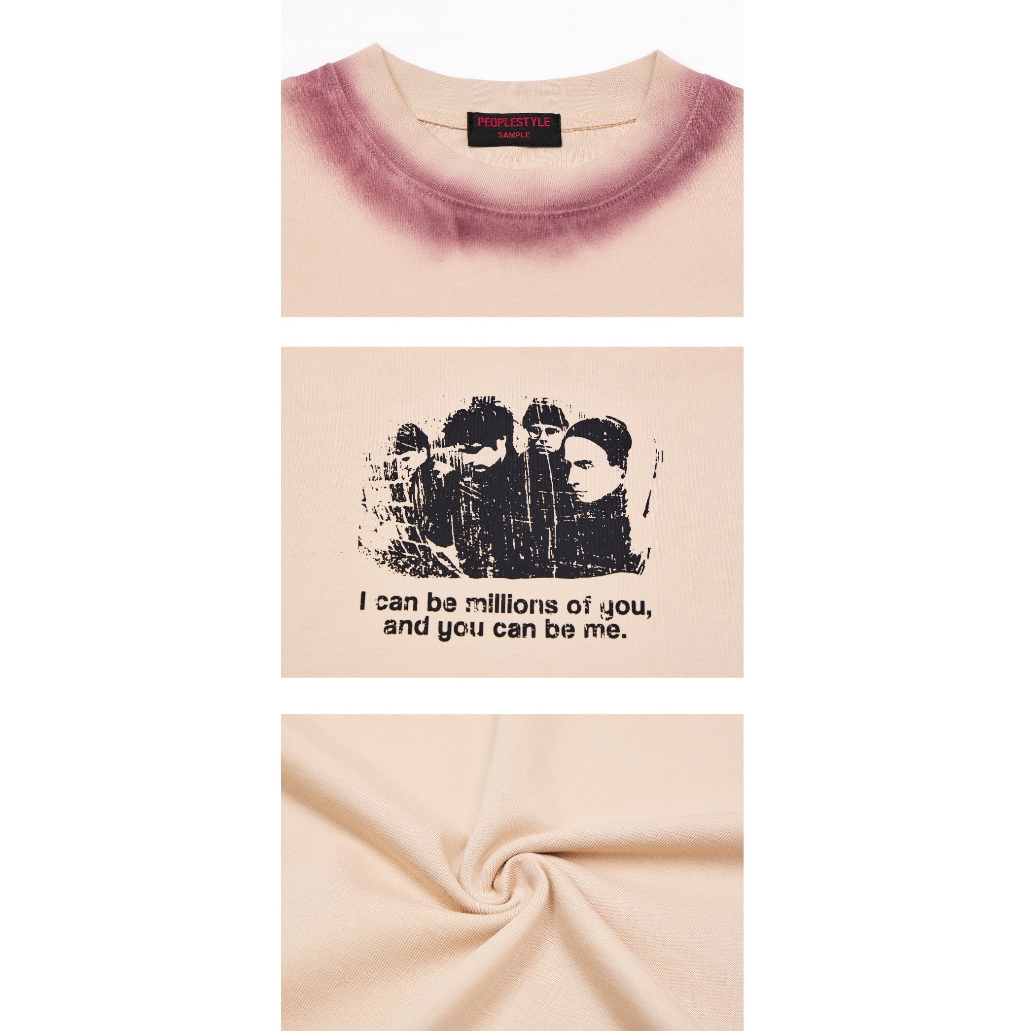 Hand-spray Contrasting Panel T-shirt PS7013