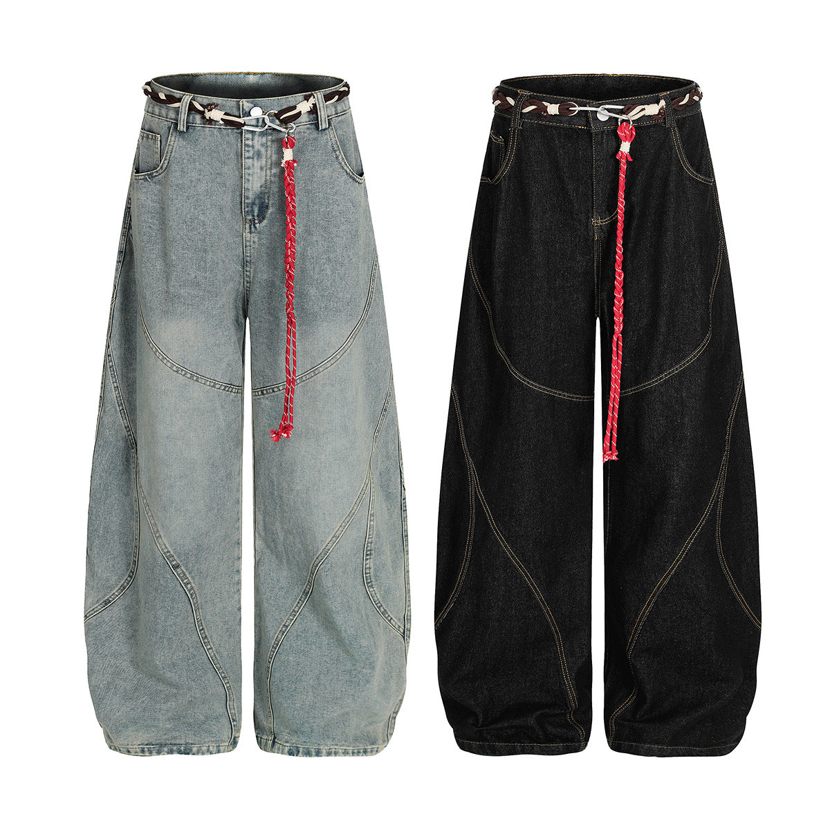 Patchwork Wide-leg Curve Jeans MW10321