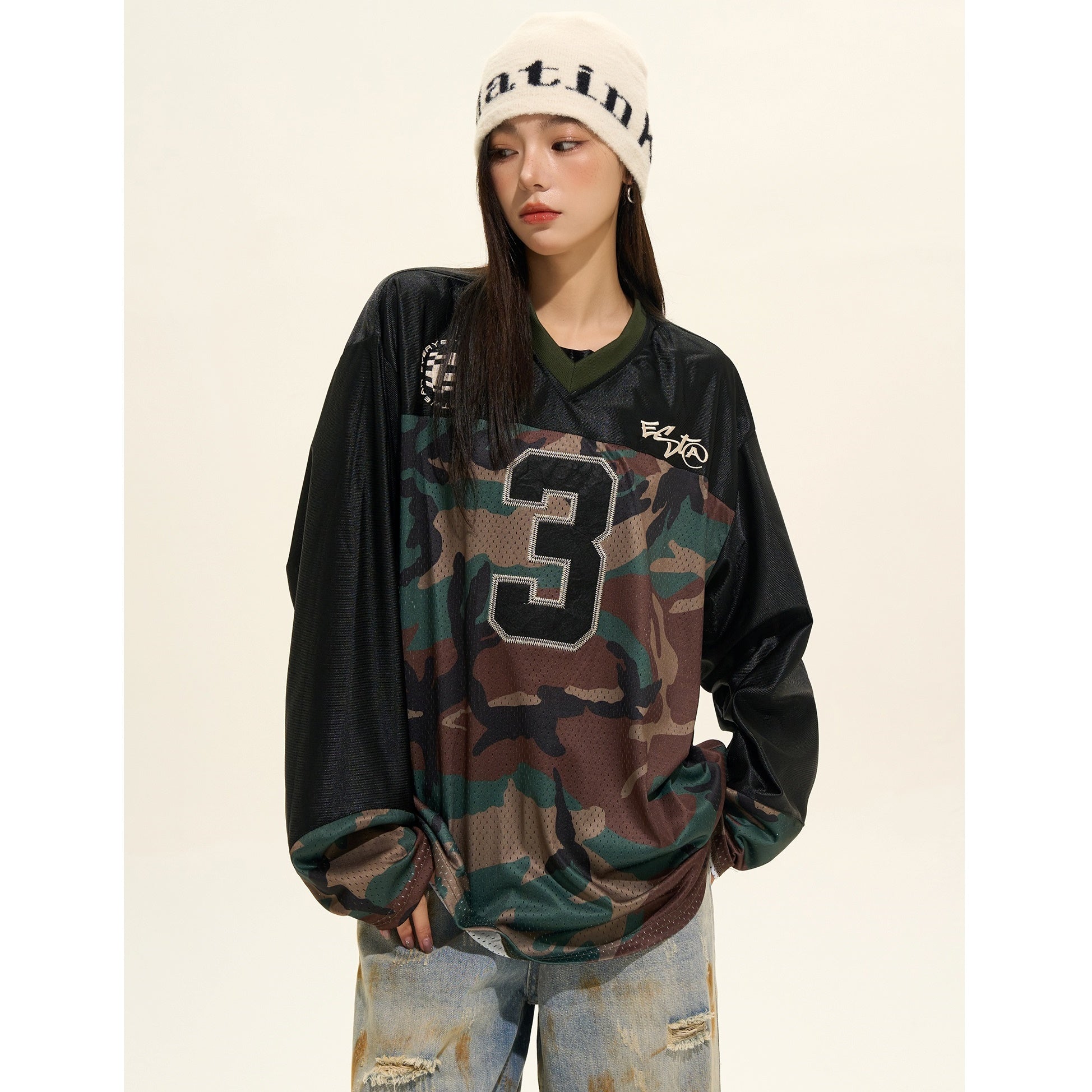 Camouflage Stitching Long Sleeve T-shirt MW9341