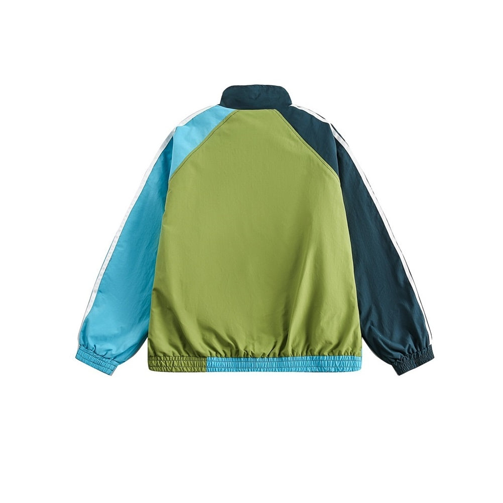 Color-Blocked Stand Collar Track Jacket BX008