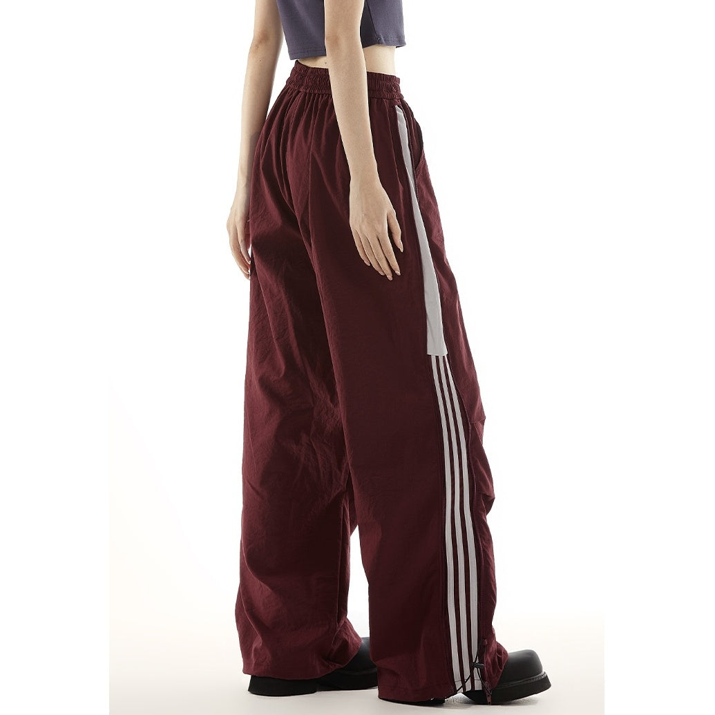 Side Zipper Line Design Parachute Pants MW10105
