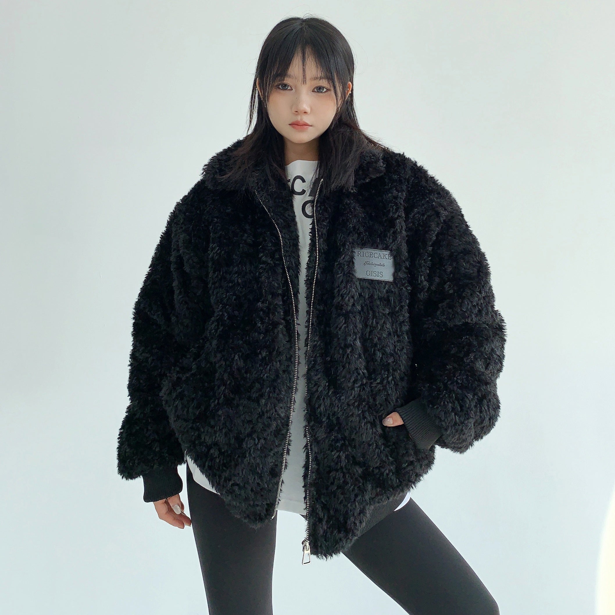 Imitation Fur Quilting Zipper Jacket MW9598