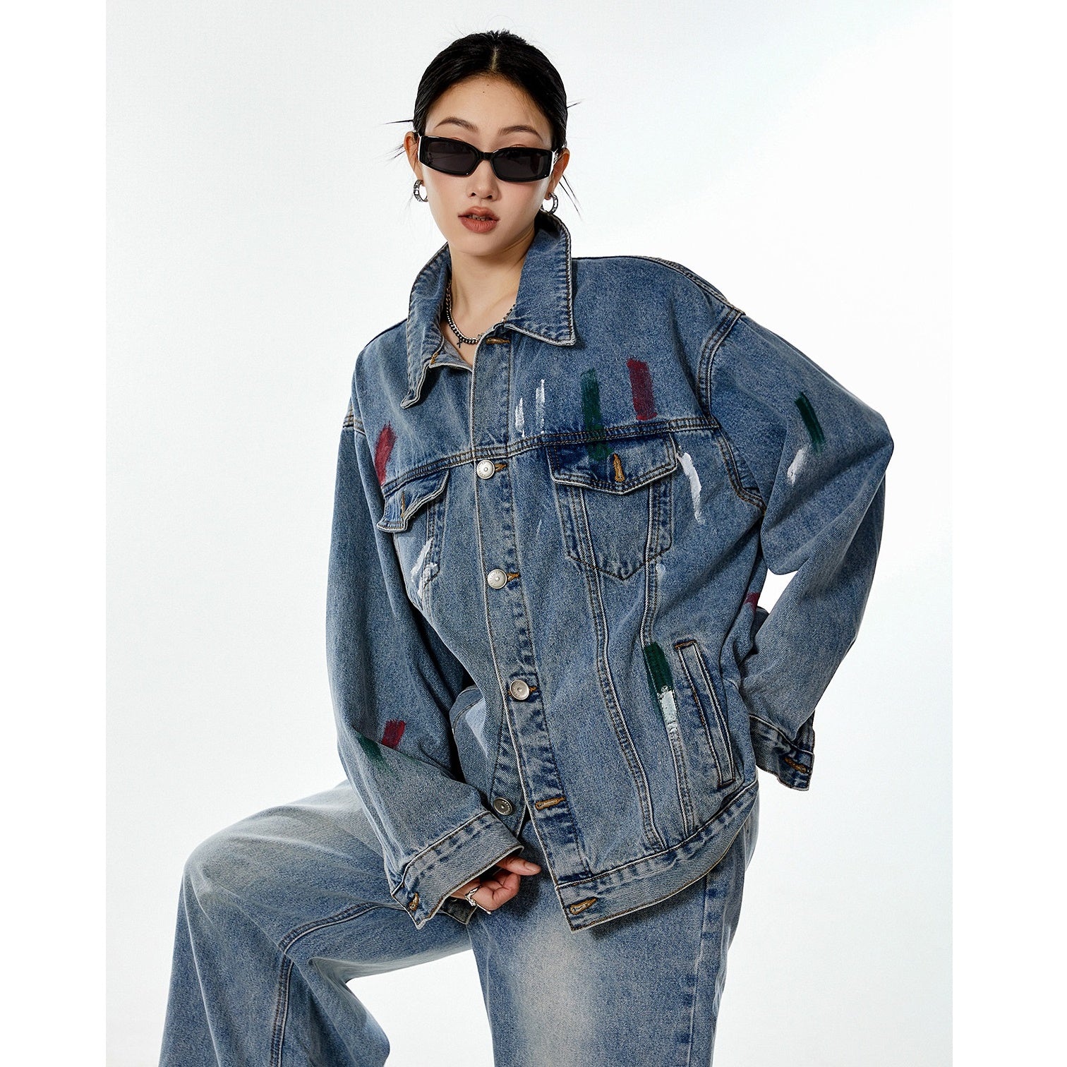 Retro Ink Splash Loose Denim Jacket MW9470