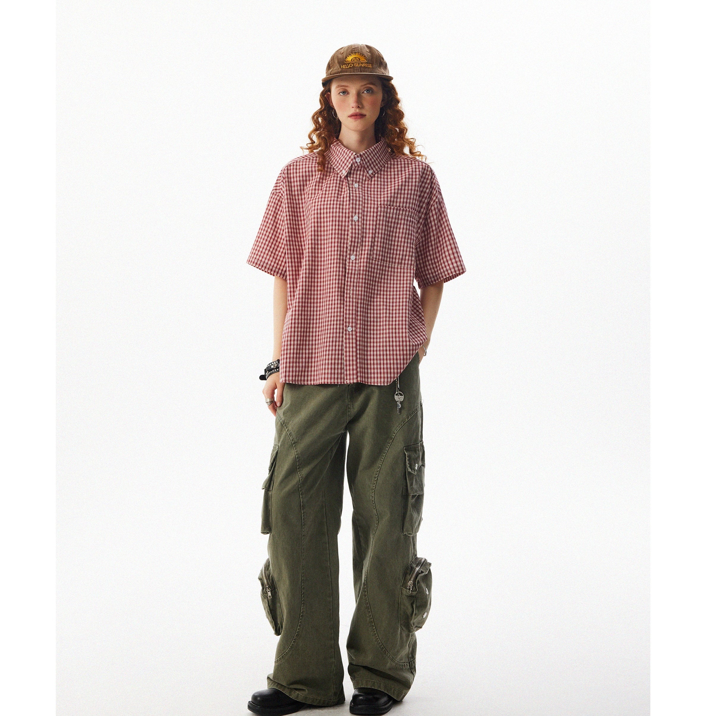 Unisex Check Short-sleeved Shirt MW10090