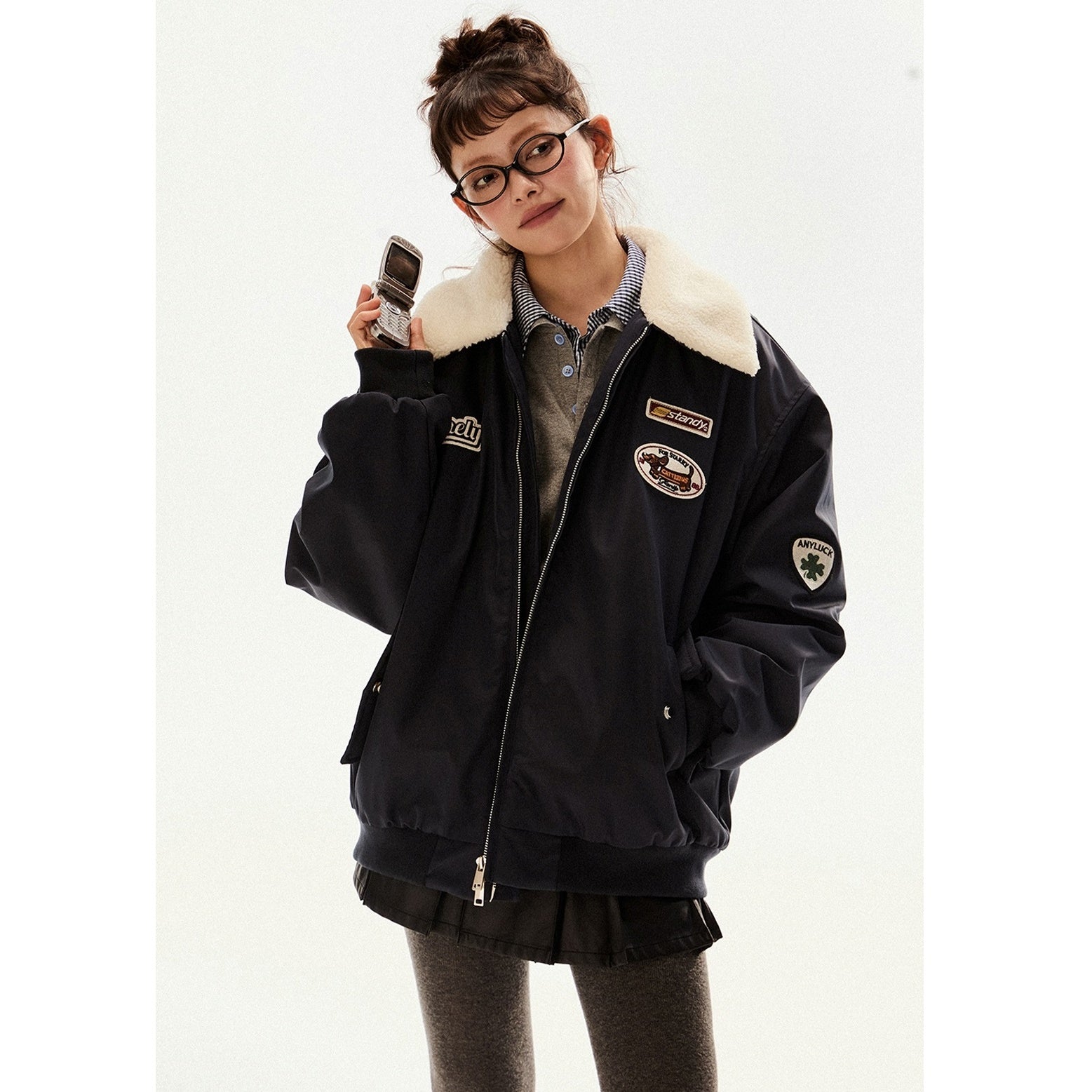 Loose Baseball Embroidered Label Quilting Jacket EZ204