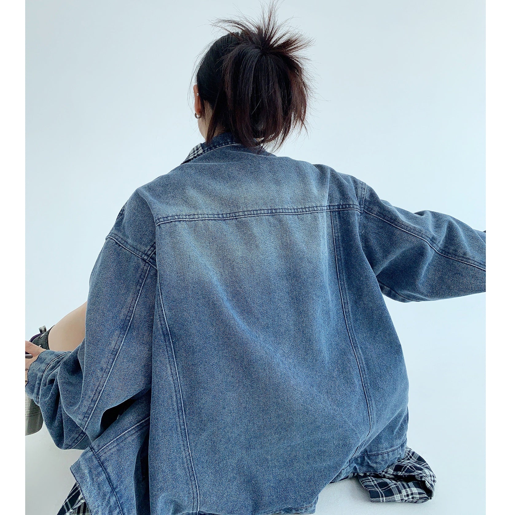 Fake Layered OverSize Denim Jacket MW9448