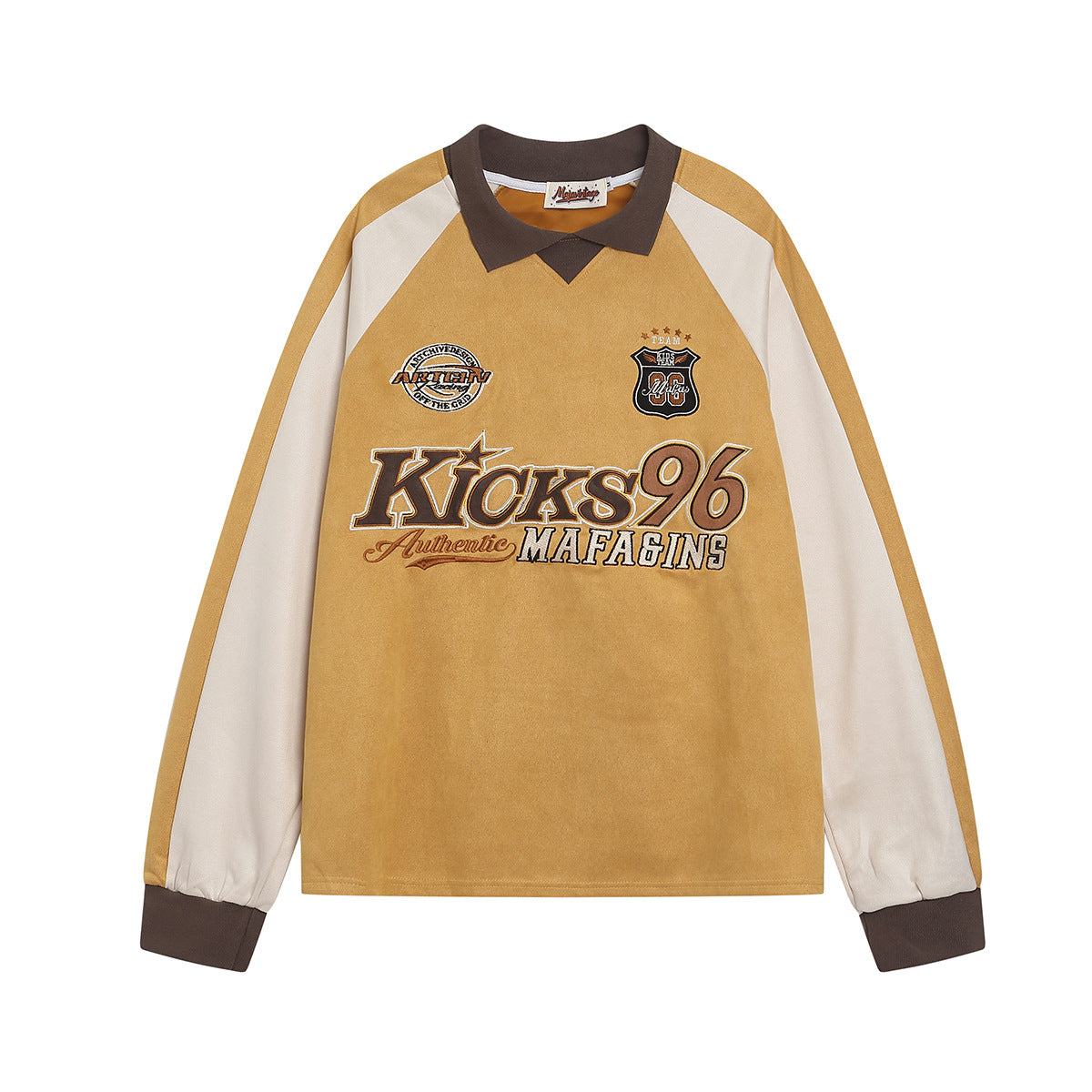 Color-Blocking Embroidered Lapel Sweatshirts MW10365