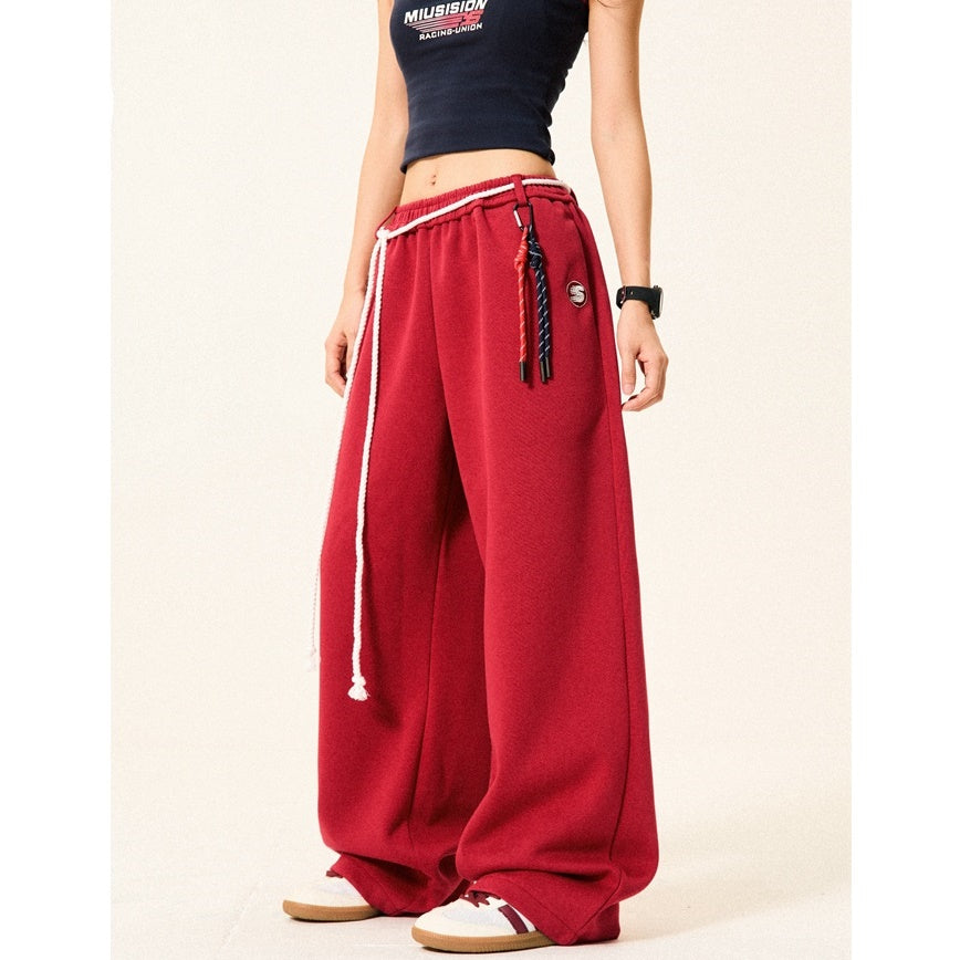 Braided Rope Loose Straight Sweatpants YS014