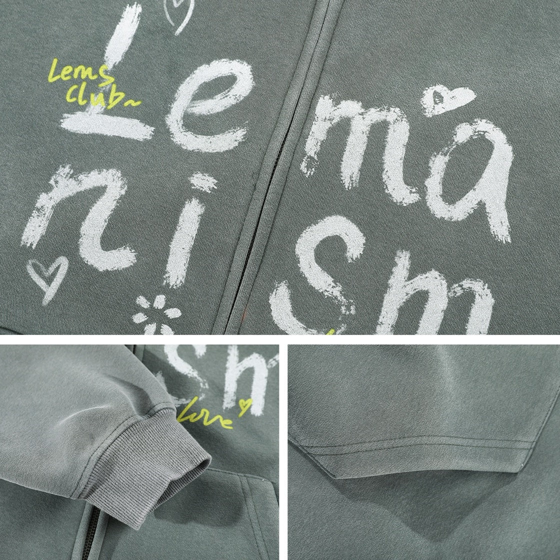 Graffiti Broken Letters Hooded Sweat Parka MW9411