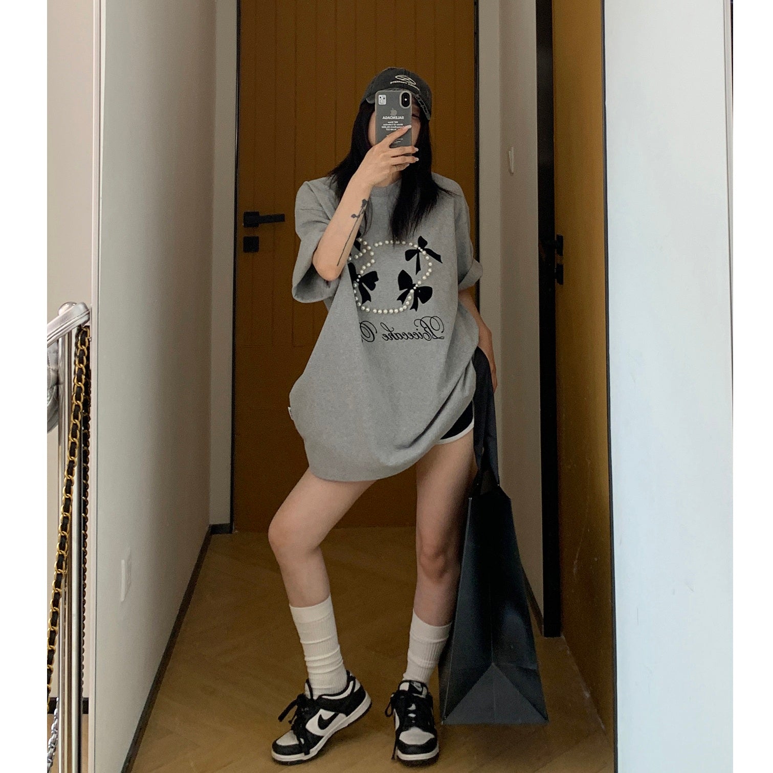 Flocking Bow Beads T-shirt MW10076